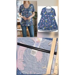 LuLaRoe Classic T Shirt Size Xxs Disney Alice Wonderland Festive Causel Vacation